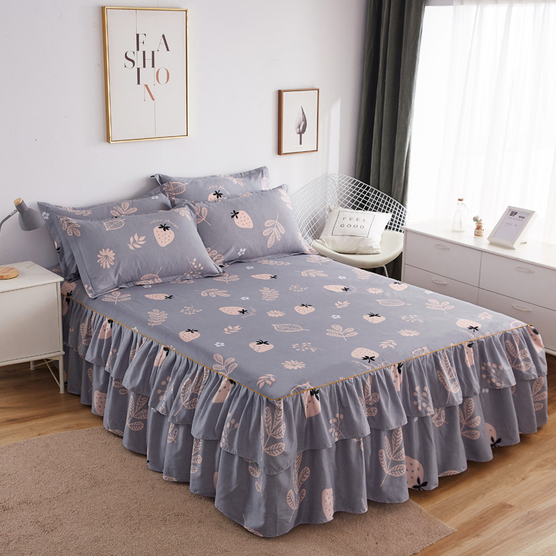 1PC Printed Bedding Soft Bed Skirt Wedding Bedspread Full Queen King Size Bed Sheet Mattress Cover Bedsheets Dropshipping AJ