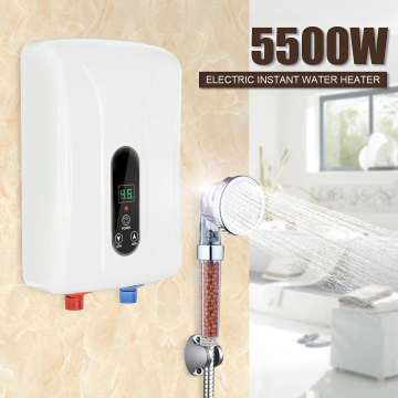 5500W 220V Electric Water Heaters Instant Electric Hot Water Heater Boiler Bathroom Shower Set Automatic Protection Insulation