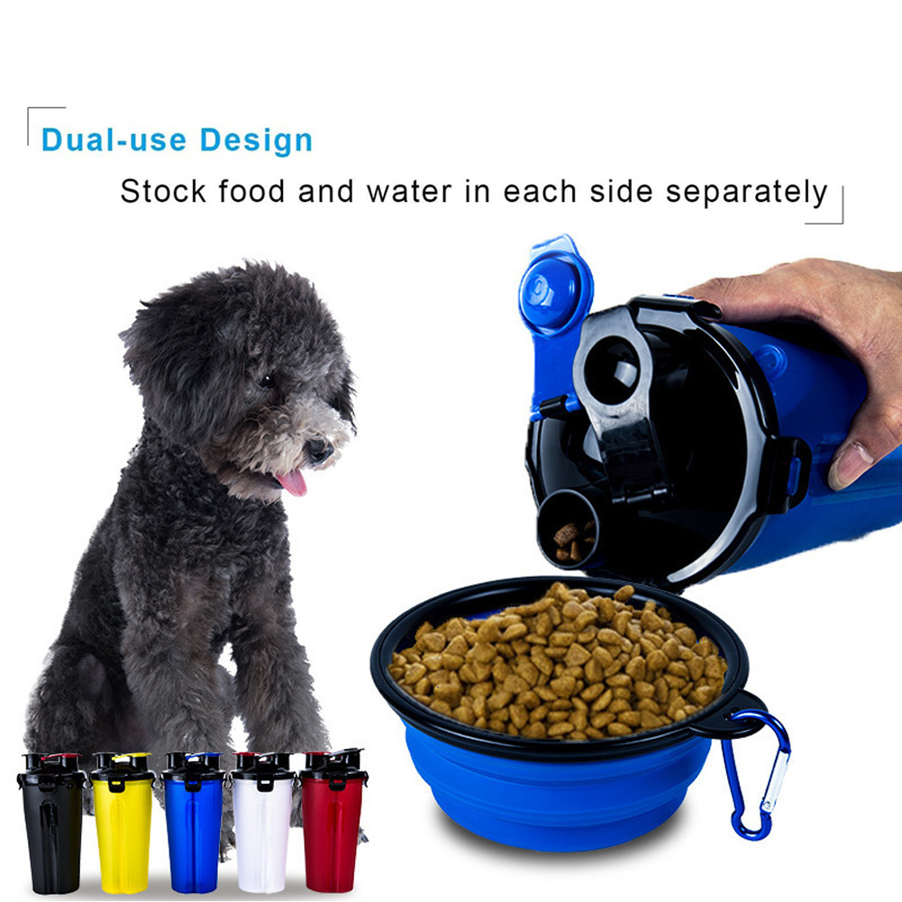 Dog Water Bottle Collapsible Dog Bowl for Travel 2-in-1 Dog Slow Feeder Bowl Water Portable Pet Food Container Outdoor
