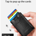 New Bring Aluminum Card Holder Wallet with Outside Pocket Mini RFID Blocking Automatic Pop up Bank Card Case Organizer Purse Bag