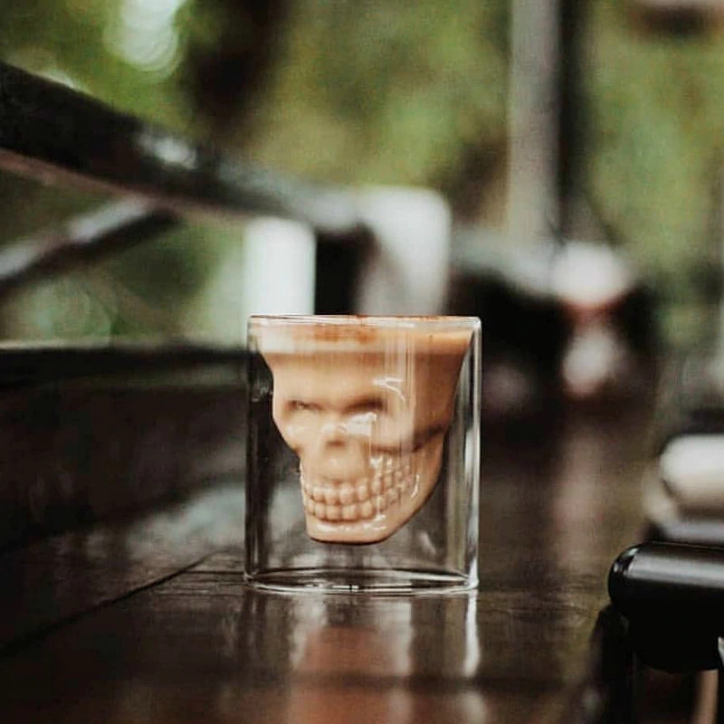 Skull Wine Glass Mug Latte Coffee Whiskey Transparent Glass Cup Vodka Drinking Bar Club Wine Glass