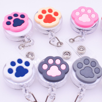 1pcs New Design Silicone Retractable Student Nurse Badge Reel Clip Cartoon Cat Paw Melody ID Card Badge Holder accessories