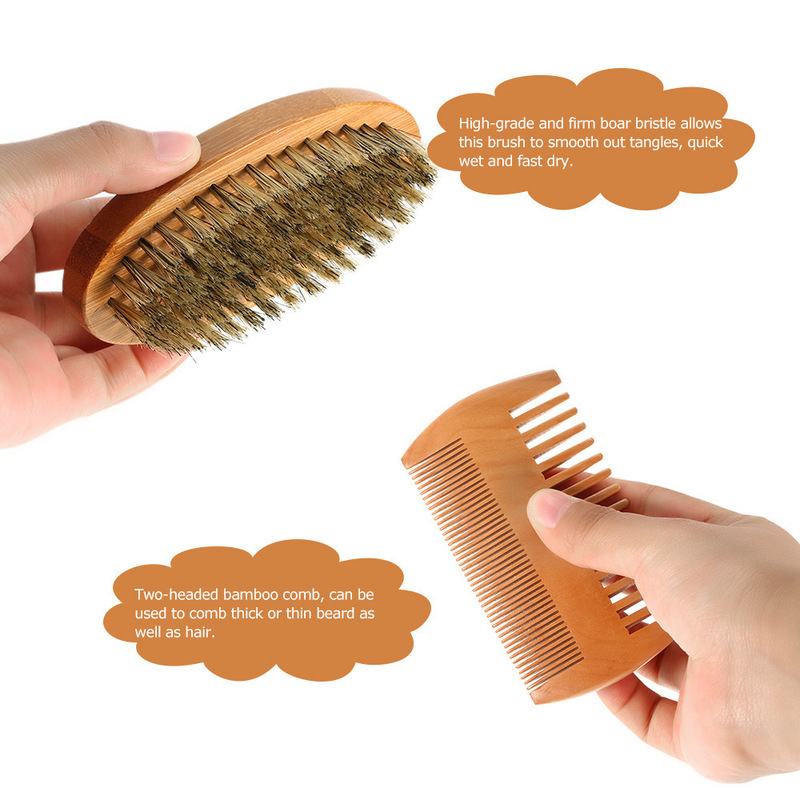 10cm Men Boar Hair Bristle Beard Brush Shaving Comb Face Massage Handmade Yellow Mustache Brush Beauty Care Drop shipping