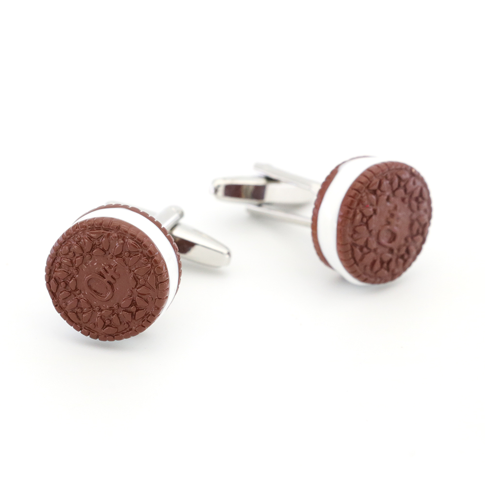 Biscuit Cuff Links For Men Cream Cookies Design Quality Brass Material Coffee Color Cufflinks Wholesale&retail