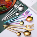 24Pcs/set Gold Dinnerware Set Black Dinner Knife Fork Spoon Cutlery Set 18/10 Stainless Steel Kitchen Tableware Silverware Sets