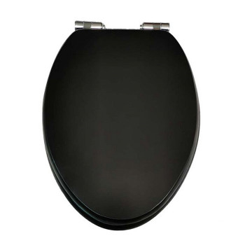 Long V type buffer Black toilet seats cover,Solid wood Slow-Close toilet seats lid,Stainless steel quick release hinge,J19107