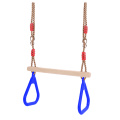 Children Wooden Trapeze Swing with Rings for Indoor Outdoor Fun Play Toy