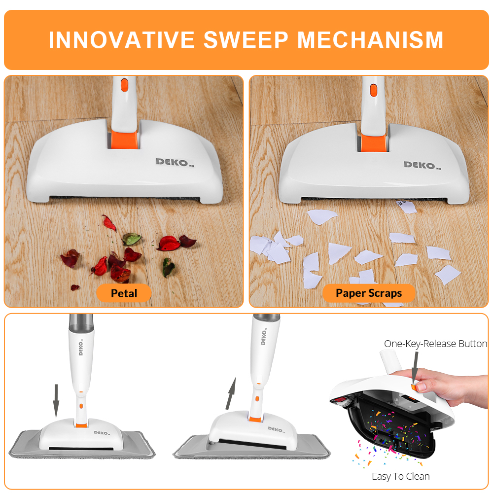 DEKO 3 in 1 Spray Mop Sweeper Machine Cleaner Flat House Floor Cleaning Tools Set For Household Hand-held Lazy Mop