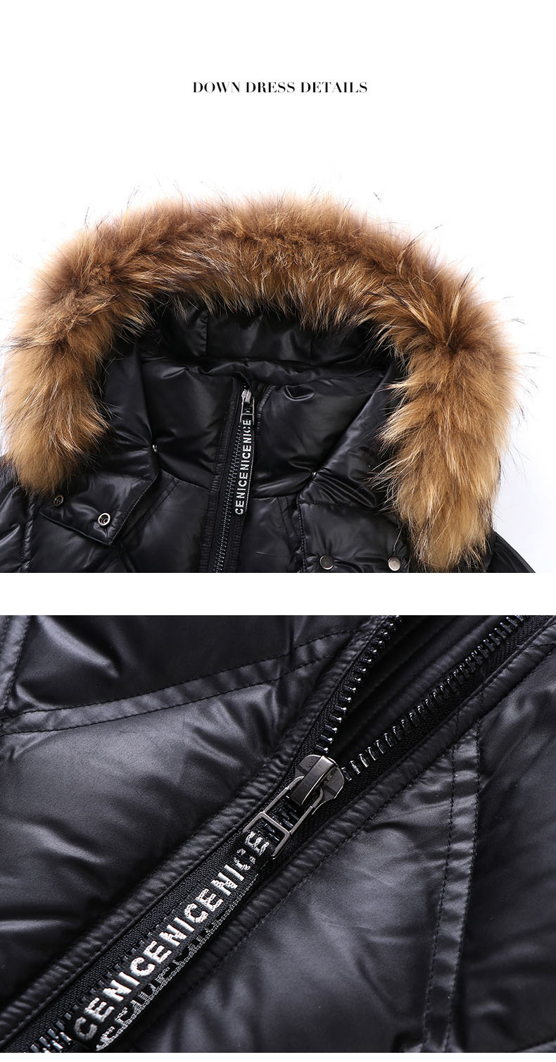 Hood Zipper Long Down Coat