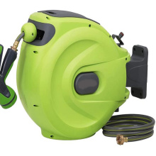 Retractable Hose Reel 1/2" Garden Hose Reel with 9 Pattern Nozzle, Any Length Lock.Auto Rewind Slow Return System, Wal , ow Ret