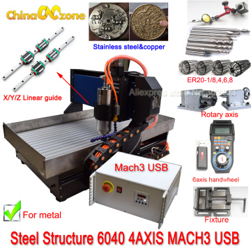 EU ship 6040 CNC 3/4axis 2.2KW CNC router wood carving machine MACH3 USB Linear guide steel/copper milling engraving machine