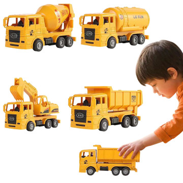 Mini Small Trucks 4 Pack , Micro Excavator Dump Trucks Cement Mixer Tank Truck Beach Toys Kids Boys Birthday Xmas Gifts