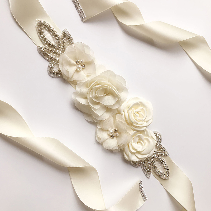Fashion Wedding Belts Flower Satin Dress Belt Bridal Ribbon Sash Accessories for Party Bridesmaid Girdle