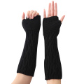 1 Pair Fold Pattern Women Girls Knit Arm Warmer Gloves Winter Autumn Stripe Arm Wrist Sleeve Mittens