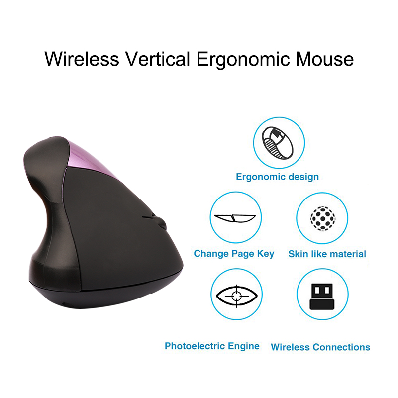 Rechargeable Ergonomic Vertical Wireless Mouse with Usb Receiver 800 1200 1600 DPI Ergonomico Raton Inalambrico Ordenador Mice