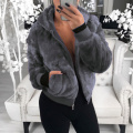 DIHOPE 2020 New Faux Fur Women Coat With Hood High Waist Fashion Slim Black Red Pink Faux Fur Jacket Fake Rabbit Fur Coats
