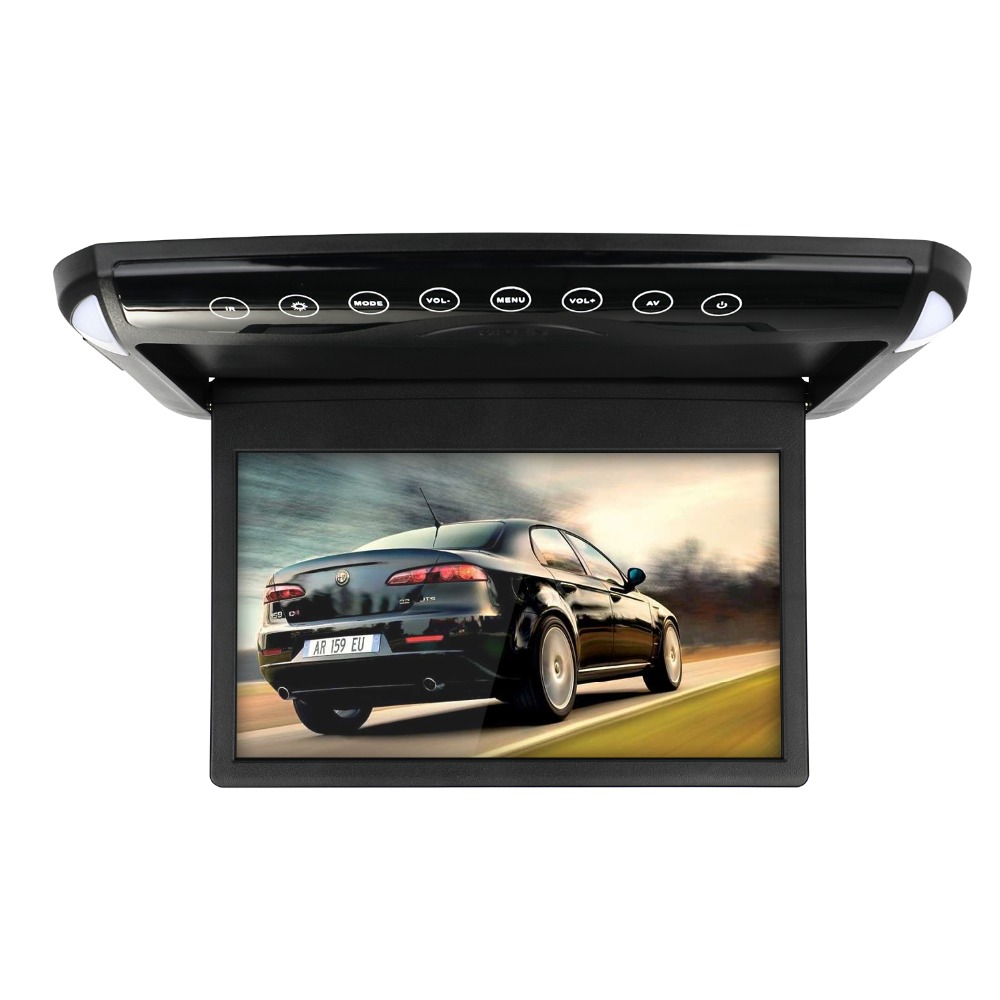 10.1/12.1 inch Flip Down Monitor 1080P HD Player FM Ultra Thin Car DVD Player 2-Way Video Input Car Roof Mounted TFT LCD Monitor