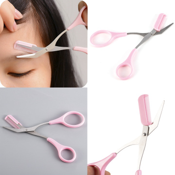 Stainless Steel Eyebrow Trimmer Scissors with Comb Manicure Nail Cuticle Trimmer Scissor Beauty Makeup Facial Hair Remover Tool