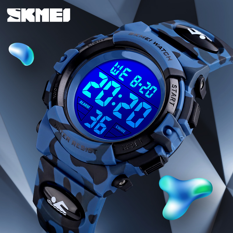 SKMEI Military Kids Sport Watches 50M Waterproof Electronic Wristwatch Stop Watch Clock Children Digital Watch For Boys Girls