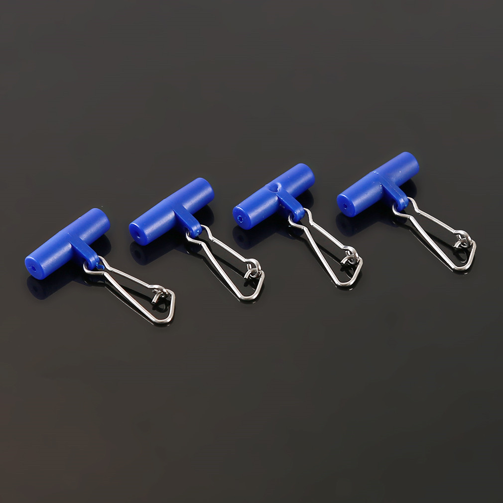 10pcs Fishing Sinker Slip Clips Blue Plastic Head Swivel With Hooked Snap Fishing Weight Slide For Braid Fishing Line