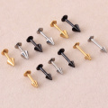 Black/Gold/Silver Color 316L Stainless Steel Spike Cone Labret Lip nails Body Piercing Jewelry 1pc