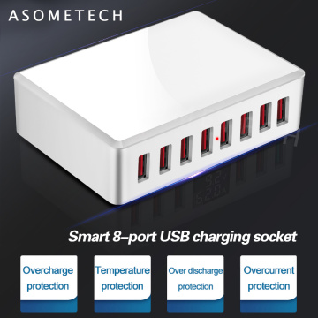 8 Ports USB Charger 40W Portable USB Desktop Smart Charging Station for Tablet Phone Multi USB Device Travel Power Adapter