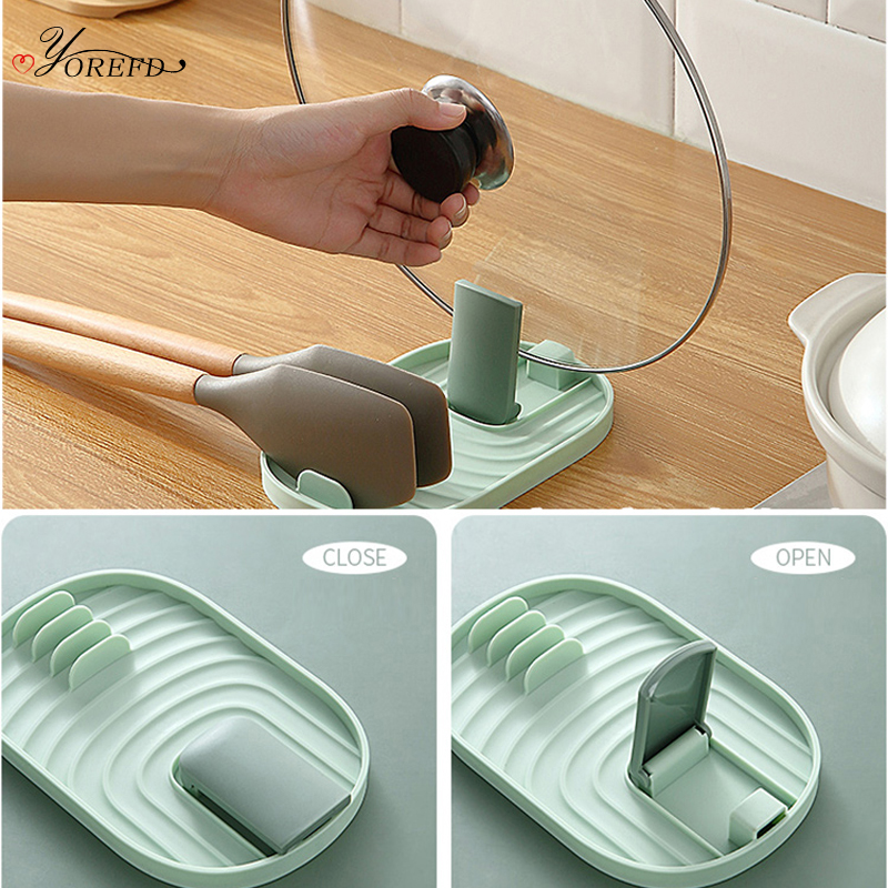 OYOREFD Multi-function Desktop Utensil Holder Kitchen Pot Lid Holder Cutting Board Pan Cover Spatula Chopsticks Spoon Rest