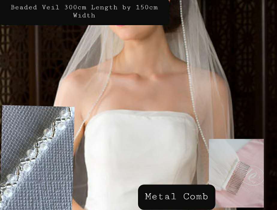 3m Bridal Veil White/Ivory Long Wedding Veil Mantilla Wedding Accessories Veu De Noiva With Lace Flowers beadwork MD3053