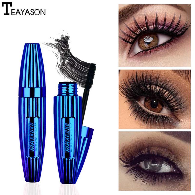 TEAYASON 4D Black Mascara Silk Fiber Extension Eye Lashes Makeup Waterproof Lasting No Blooming Eyelash Cosmetics TSLM1