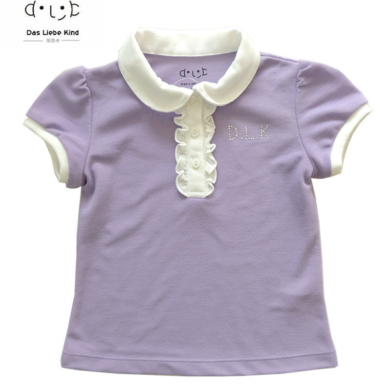 Baby girls brand T shirt kids polo shirts children T-shirts peter pan collar short sleeve girls tees 3-9yrs