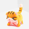 Electric Toy Soft Realistic Orange Color Cat Plush Walking Glowing Eye Funny Simulation Moving Plush Stuffed Doll