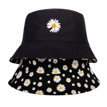 New small daisy embroidery fisherman hat double-sided wearable bucket hat summer outdoor sunshade sunscreen hat casual hats