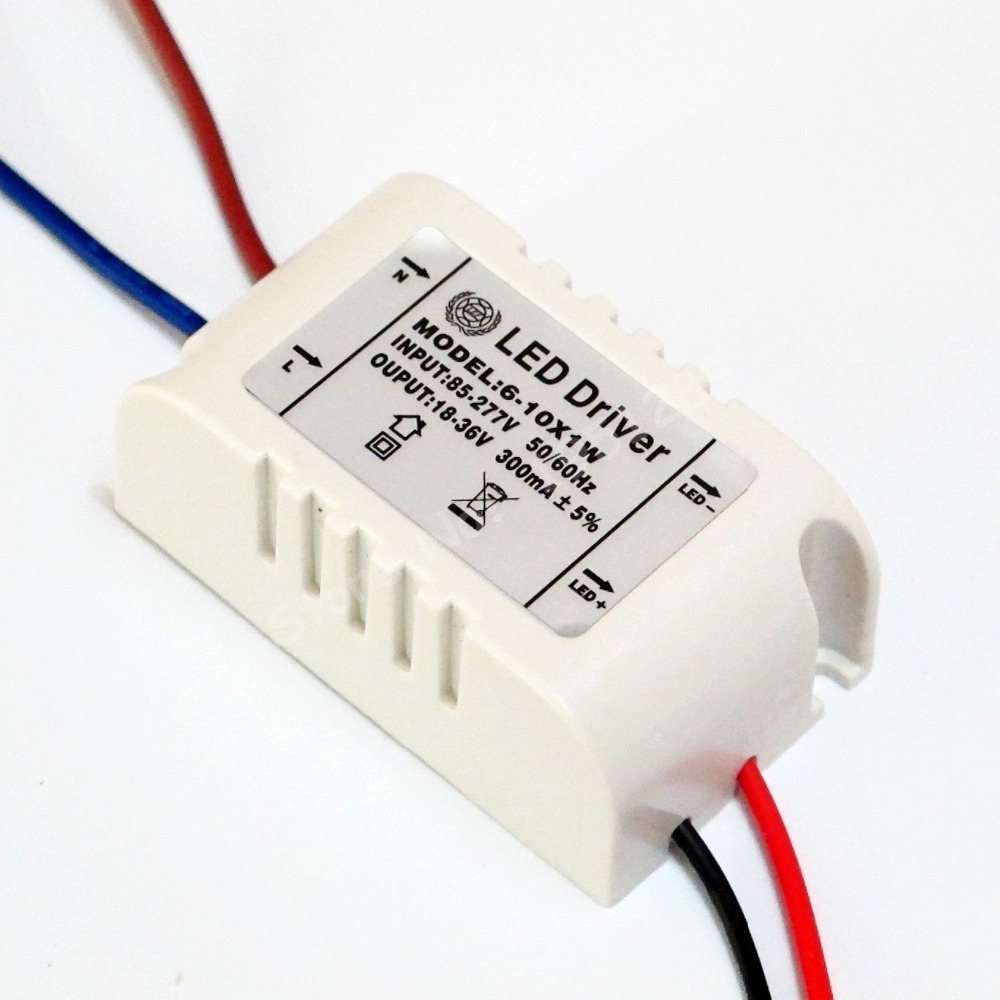 Hihg quality Isolated 300mA 6-10x1W Led Driver 6W/7W/8w/9W/10W Power Supply DC 18V - 36V AC 110V 220V 277V for LED lights