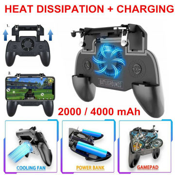 For Android Phone iPhone Controller gamepad Joystick R1 L1 Shooter Joypad Game Pad Cooler Fan with 2000/4000mAh Power Bank UM