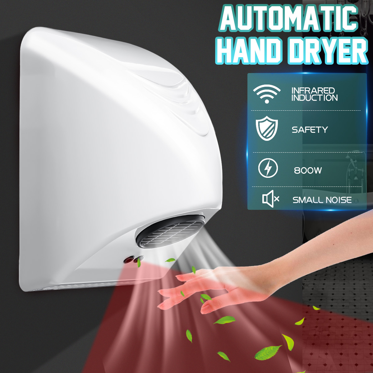 Warmtoo 800W Hand Dryer Home Hotel Commercial Hand Dryer Electric Automatic Induction Hands Drying Device Household Appliance