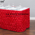 Rosette Satin Table Skirt Rectangle Tablecloth Skirting For Wedding Banquet Event Christmas Decoration