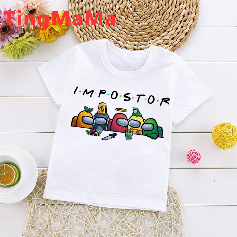 New Game Among Us Cartoon T Shirt for Kids Summer Top Impostor Graphic Tees Boys Girls Funny Anime Tshirt Cute Children Clothing