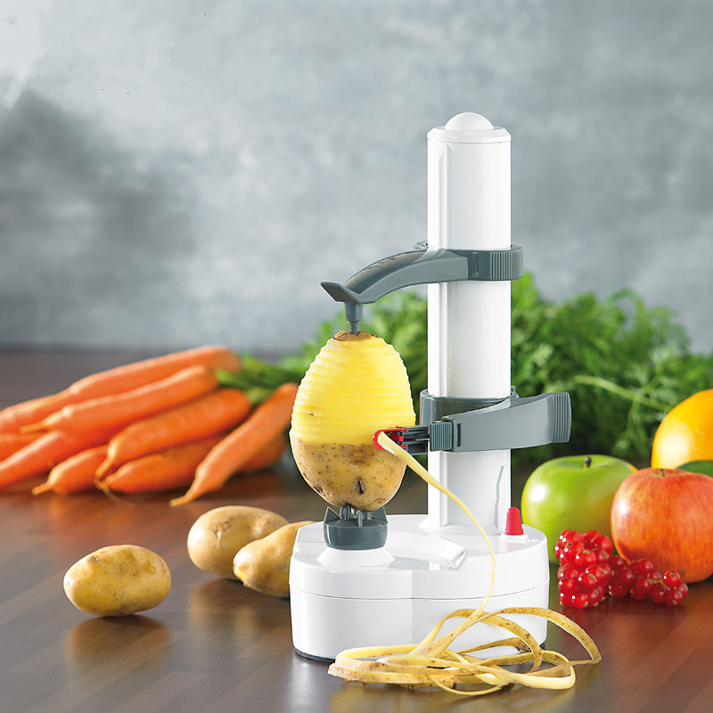 new electric spiral apple peeler cutter slicer fruit potato peeling automatic battery operated machine with charger eu plug