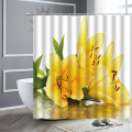 Waterproof Shower Curtains Lily White Purple Yellow Flowers Natural Scenery Bathroom Curtain Hooks Fabric Home Decor Bath Screen