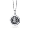 Saint Benedict Medal Pendant San Benito Necklace silver color Charm Stainless Steel Jewelry In 20inch 24inch Chain Link