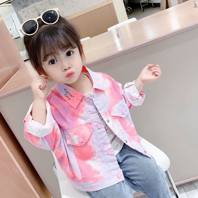 Baby Girl Jackets 2020 Autumn Korean Style Kids Girls Tie Dye Print Pink Jacket Children's Clothing Toddler Girl Coats Outwear