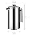 French Press Coffee Maker Stainless Steel Coffee Percolator Pot,Double Wall & Large Capacity Manual Cafetiere Coffee Containers