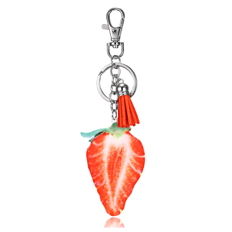 Summer Fruit Key Chain Creative Apple Watermelon Pitaya Pineapple Kiwifruit Key rings Key Holder Fresh Fruit Keychain Jewelry