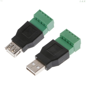 USB 2.0 Type A Male/Female to 5P Screw w/ Shield Terminal Plug Adapter Connecto L29K