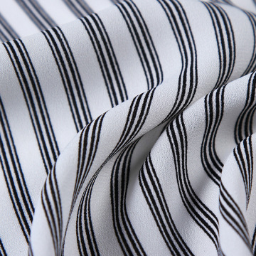 150cm Width Soft White Striped Printed Chiffon Fabric for Dress Pants Fabric, by the Meter