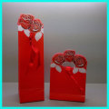 Factory professional customized red rose silk ribbon disposable PP frosted plastic wedding sweet gift boxes for candy
