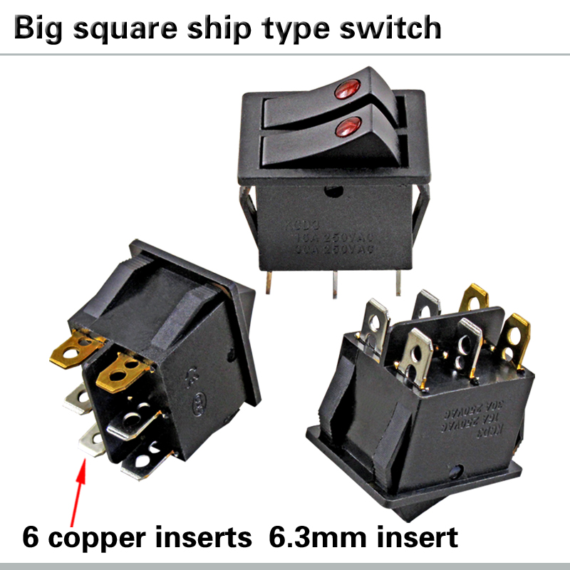 Electric Heater switch rocker switch power switch I/O 6 pin with light 16/30A 250VAC KCD3 boat switch cat's eye switch