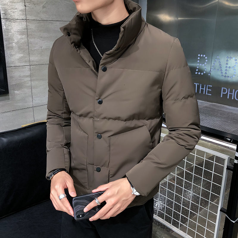 MrGoldenBowl New 2020 Autumn Men's Clothing Single Breasted Stand Solid Casual Style Men's Parkas Short Regular Broadcloth
