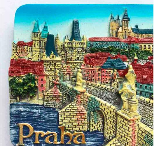 Czech Republic Prague Cultural Landscape Tourism Souvenirs Fridge Magnets Hand-painted Magnetic Refrigerator Stickers Home Decor