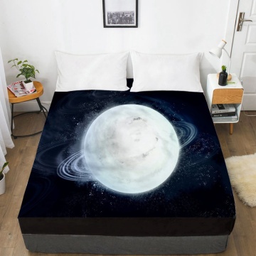 3D Bed Sheet with Elastic Fitted Sheet Double Mattress Cover 135/150/180/220/160x200 Fashion Bedding Moon Drop ship